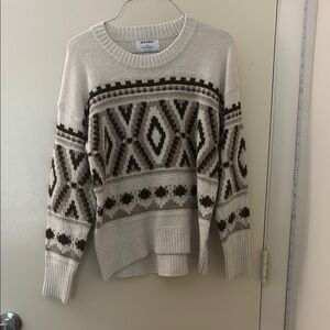Old Navy Cream and Brown Patterned Men's Sweater